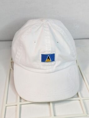 St. Lucia A-head Classic OS Strap-Back  Golf Hat (White)